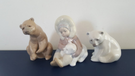 3 Lladro beeldjes, inuit met beren