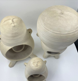 3 aardewerk zoutpotten