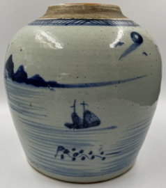 Grote blauw/witte Chinese gemberpot