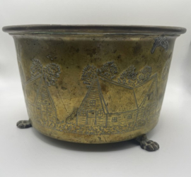 Messing jardinière met Hollands decor