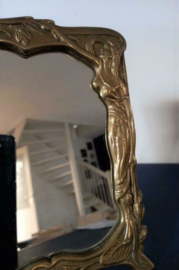 Spiegeltje in messing, art nouveau lijst