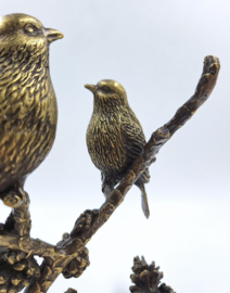 Bronzen beeld vogels op een tak