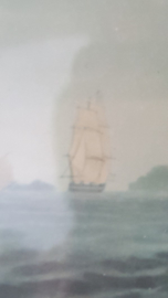 Ingelijst gematteerd "Sir David Scott" klipper schip (lithografie)