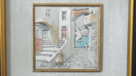 Schilderijtje van zilver - Italiaans straatbeeld