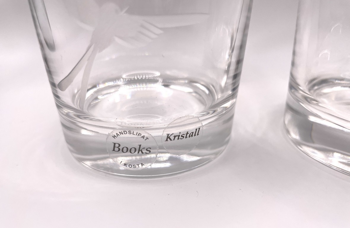 Set van 4 geëtste whiskyglazen