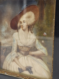 Miniatuurportret in houten lijst 19e eeuw