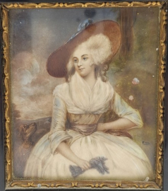 Miniatuurportret in houten lijst 19e eeuw