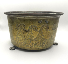 Messing jardinière met Hollands decor