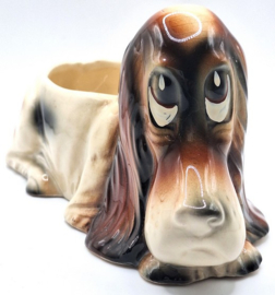 Vintage bloempot Basset Hound