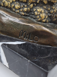 Bronzen sculptuur van 2 zwanen