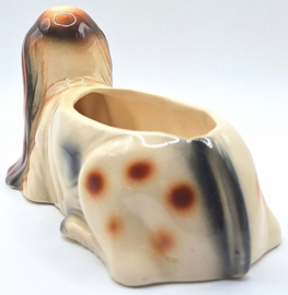 Vintage bloempot Basset Hound