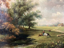 Boeren tafereel bij rivier