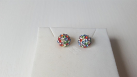 Zilveren oorstekers met multicolor steentjes