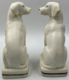 Paar zittende witte honden