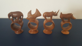 4 houten servetringen dieren