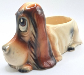 Vintage bloempot Basset Hound