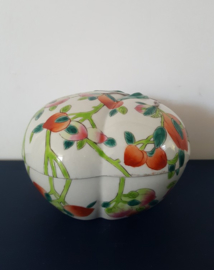 Chinees dekselschaaltje met perzikkendecor