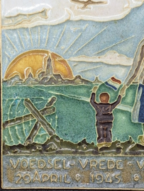 Cloisonné tegeltje 'Voedsel - Vrede - Vrijheid'