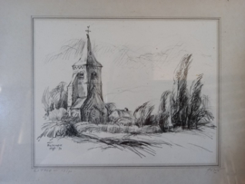 Litho van de kerk in Enschot