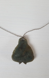 Zilveren ketting met jade Boeddha hanger