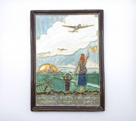 Cloisonné tegeltje 'Voedsel - Vrede - Vrijheid'