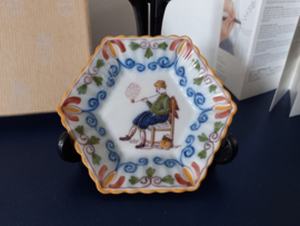 Zeshoekig Makkum bordje rokende man