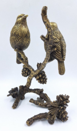Bronzen beeld vogels op een tak