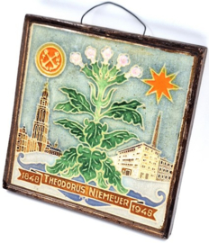 Cloisonné tegeltje tabaksfabriek Niemeijer