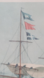 Ingelijst gematteerd "Sir David Scott" klipper schip (lithografie)
