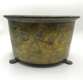 Messing jardinière met Hollands decor