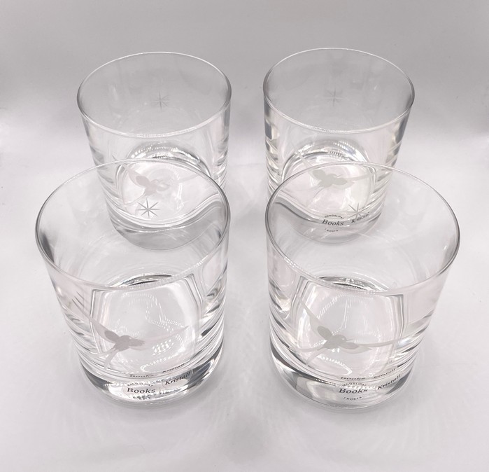 Set van 4 geëtste whiskyglazen