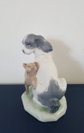 Lladro Nao beeldje, hond en kat in harmonie
