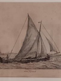 Gravure van zeilboot door Gerrit Groenewegen