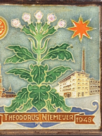 Cloisonné tegeltje tabaksfabriek Niemeijer