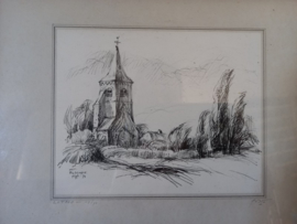 Litho van de kerk in Enschot