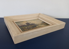 Olieverf Hollands landschap met molen