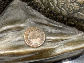Bronzen sculptuur van 2 zwanen