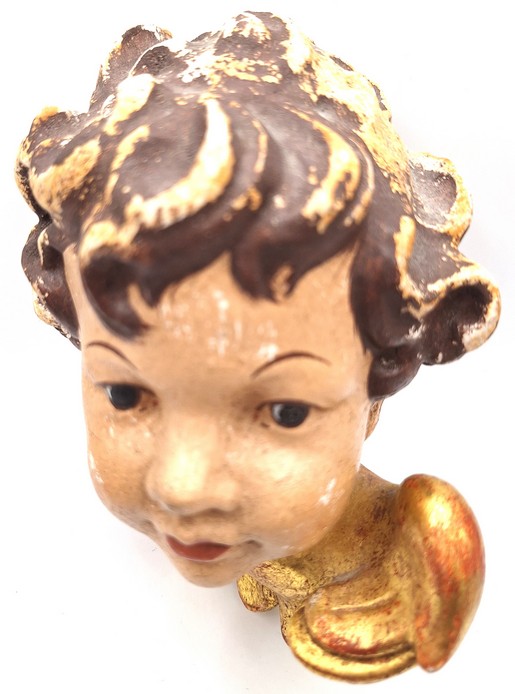 Paar handbeschilderde Putti hoofden