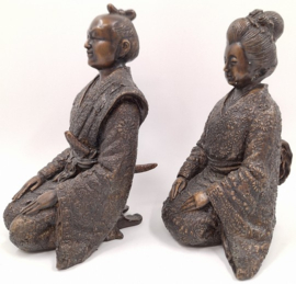 Bronzen samoerai paar