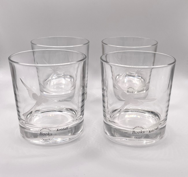 Set van 4 geëtste whiskyglazen