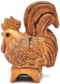 Netsuke van een haan op stok