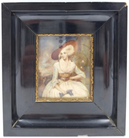 Miniatuurportret in houten lijst 19e eeuw