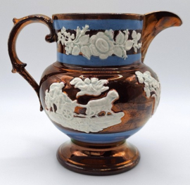 Lustreware schenkkan met floraar decor
