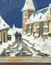 Cloisonné tegeltje 'Kerstmis 1946' 