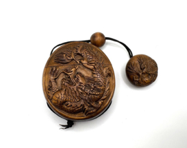 Ronde Japanse inro met draak