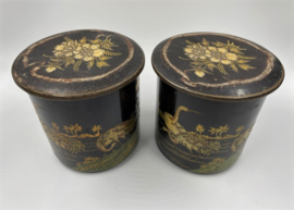 2 vintage blikken met chinoiserie decor