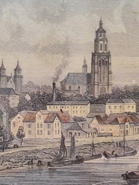 Kleurenlitho gezicht op Arnhem