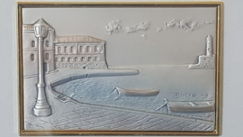 Schilderijtje van zilver - Italiaanse haven