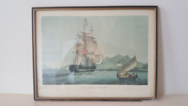 Ingelijst gematteerd "Sir David Scott" klipper schip (lithografie)