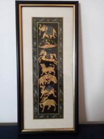 Schilderij op zijde en goudverf